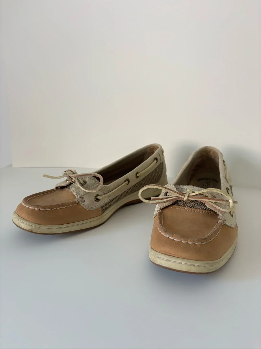 Women’s Sperry Topsiders Tan and Cream Boat Shoes